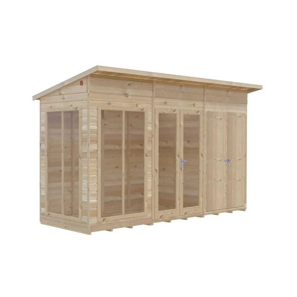 Shires Lela 12x4 Summerhouse including Storage - L125.8 x W357 x H229.9 cm in Light Brown 3