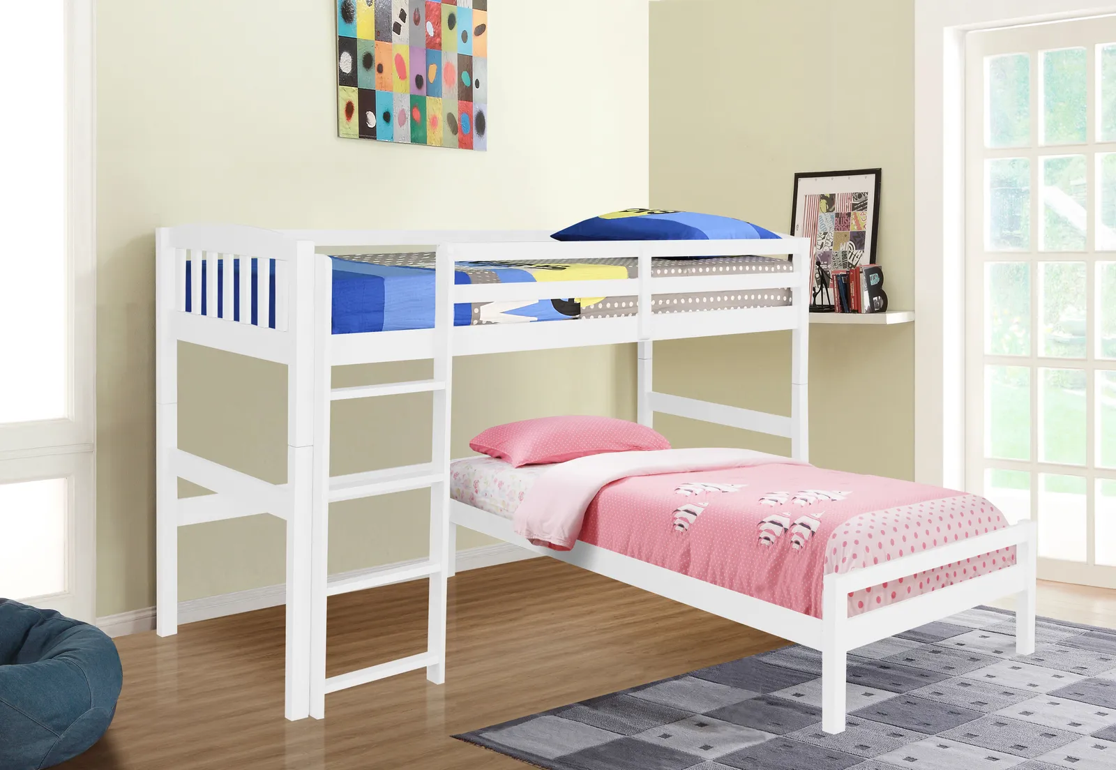 Comfy Living Ltd 3ft Wooden Combination Bunk Bed in White 2