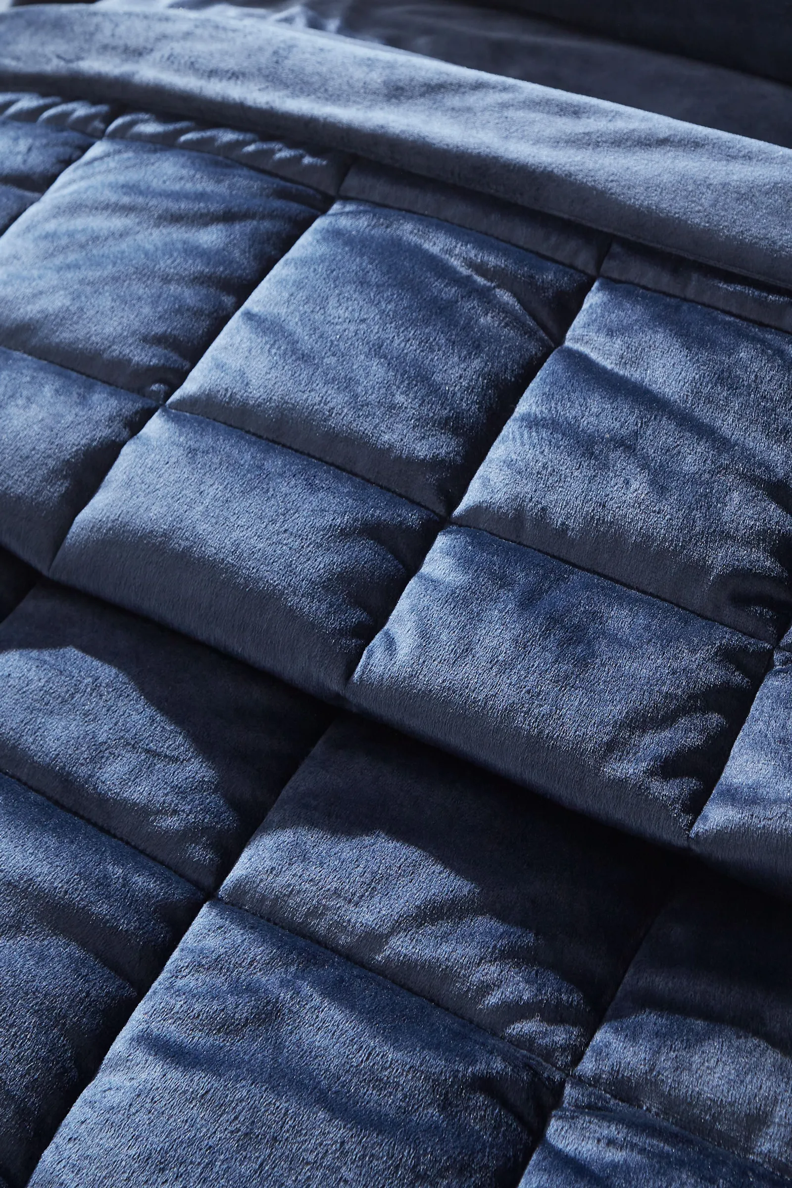 Catherine Lansfield 'Kingsley Matt Velvet' Quilted Bedspread in Navy 2