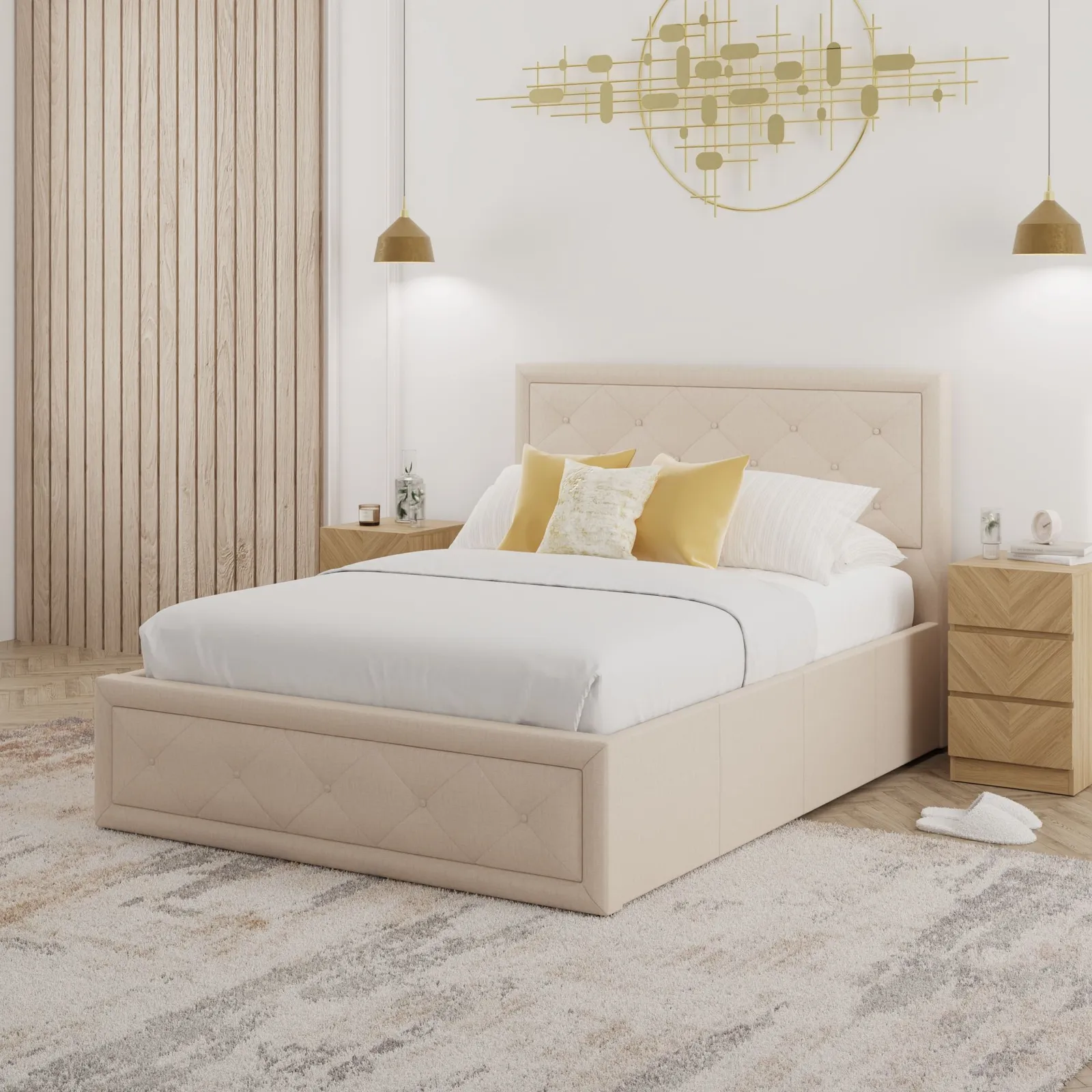 GFW Hollywood Ottoman Storage Bed in Natural