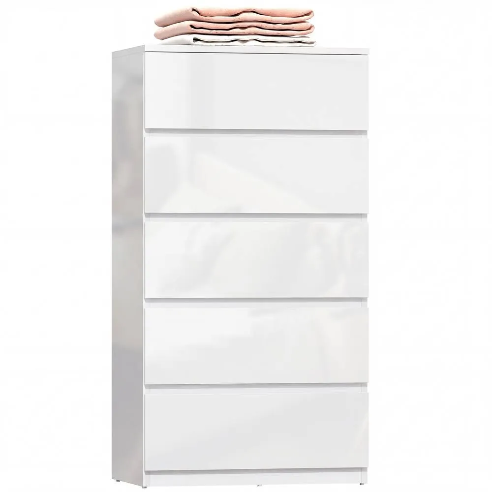HOMCOM Bedroom Chest of Drawers, 5 Drawers Dresser, Drawer Unit, White 2