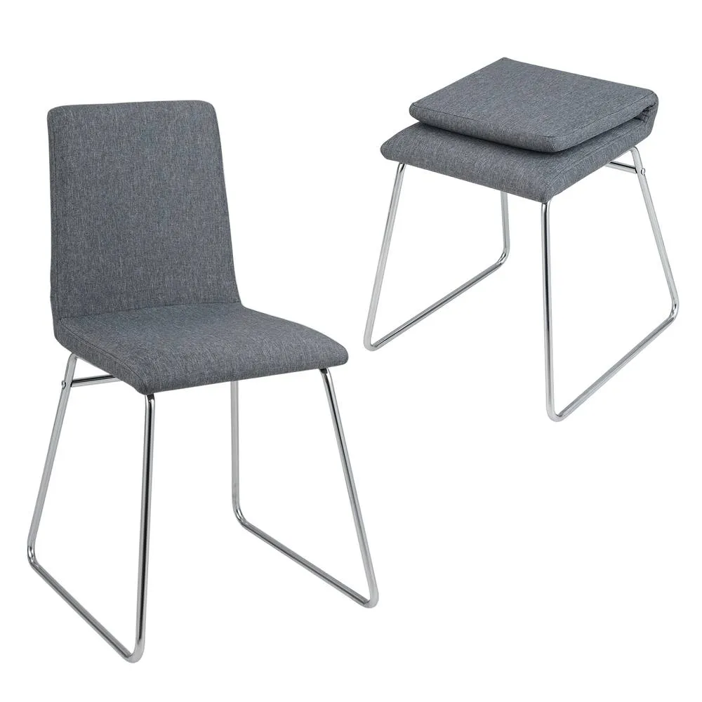 Costway Upholstered Dining Chairs Set of 2 Kitchen Dinner Chairs-Grey in Grey