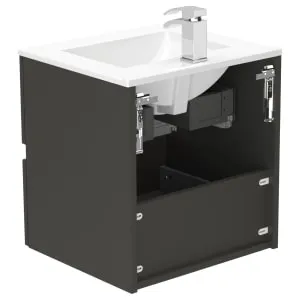 Newland Midnight Mist Basin Suspended Double Drawer Unit - 500mm 2