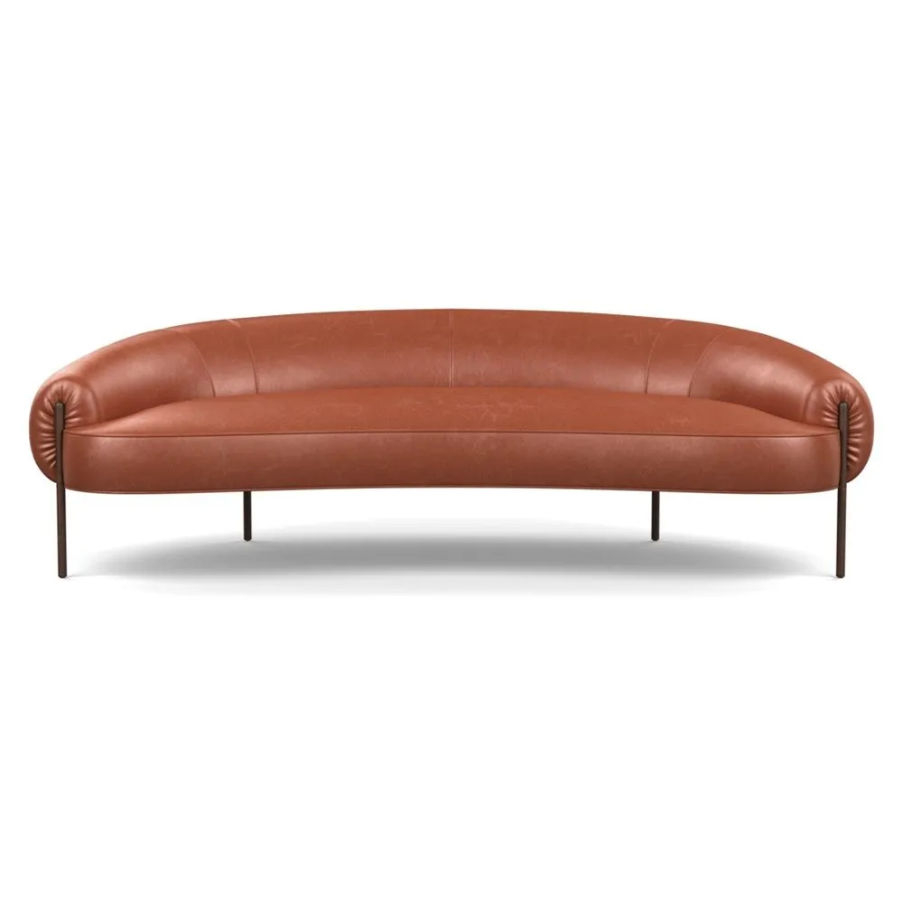 Heal's Isola 3 Seater Sofa Leather Stonewash Light Brown 274 Bronze Feet 1