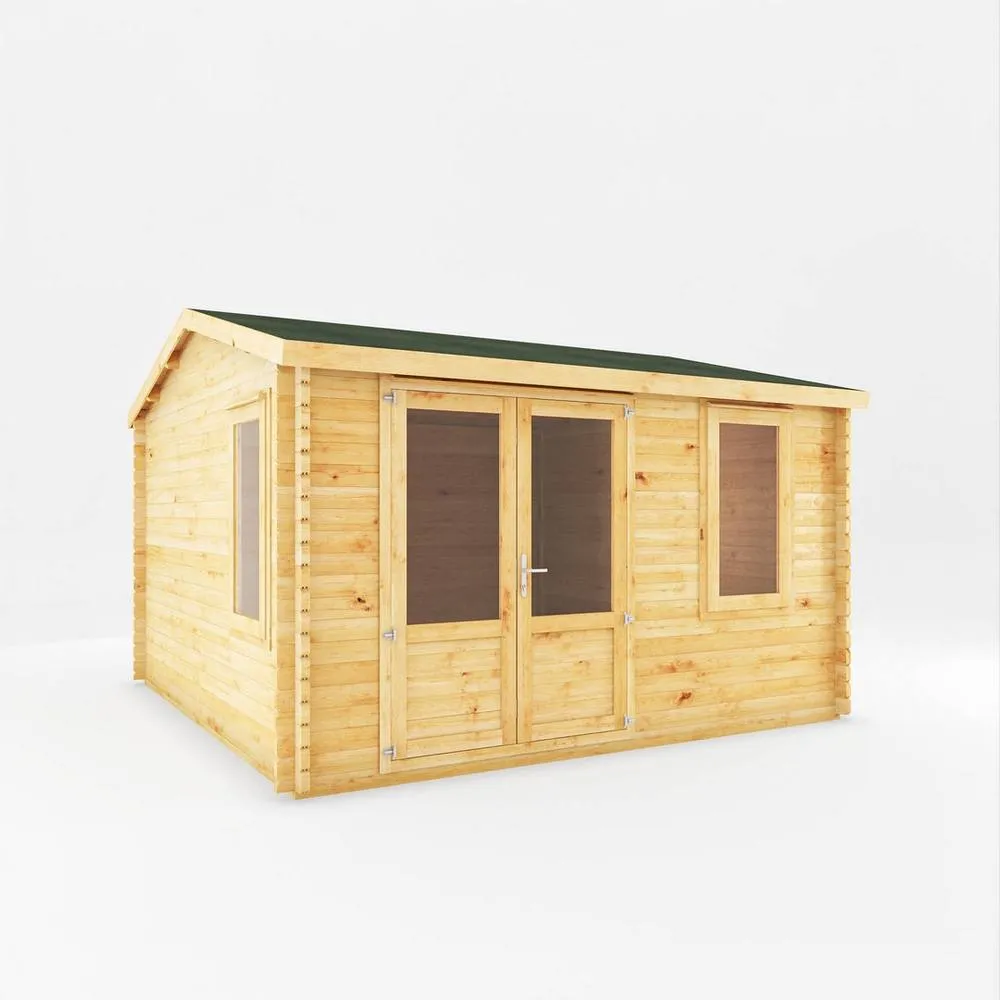 Mercia 4x4 m Home Office Elite 28 mm Log Cabin - L414.1 x W403.6 x H272.6 cm in Light Brown