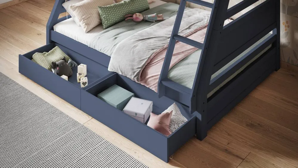 Flair Ollie Wooden Triple Bunk Bed with Drawers in Blue 5