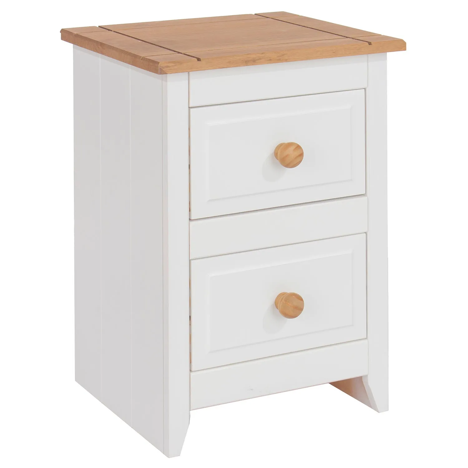 Capri Small 2 Drawer Bedside Table, White & Pine