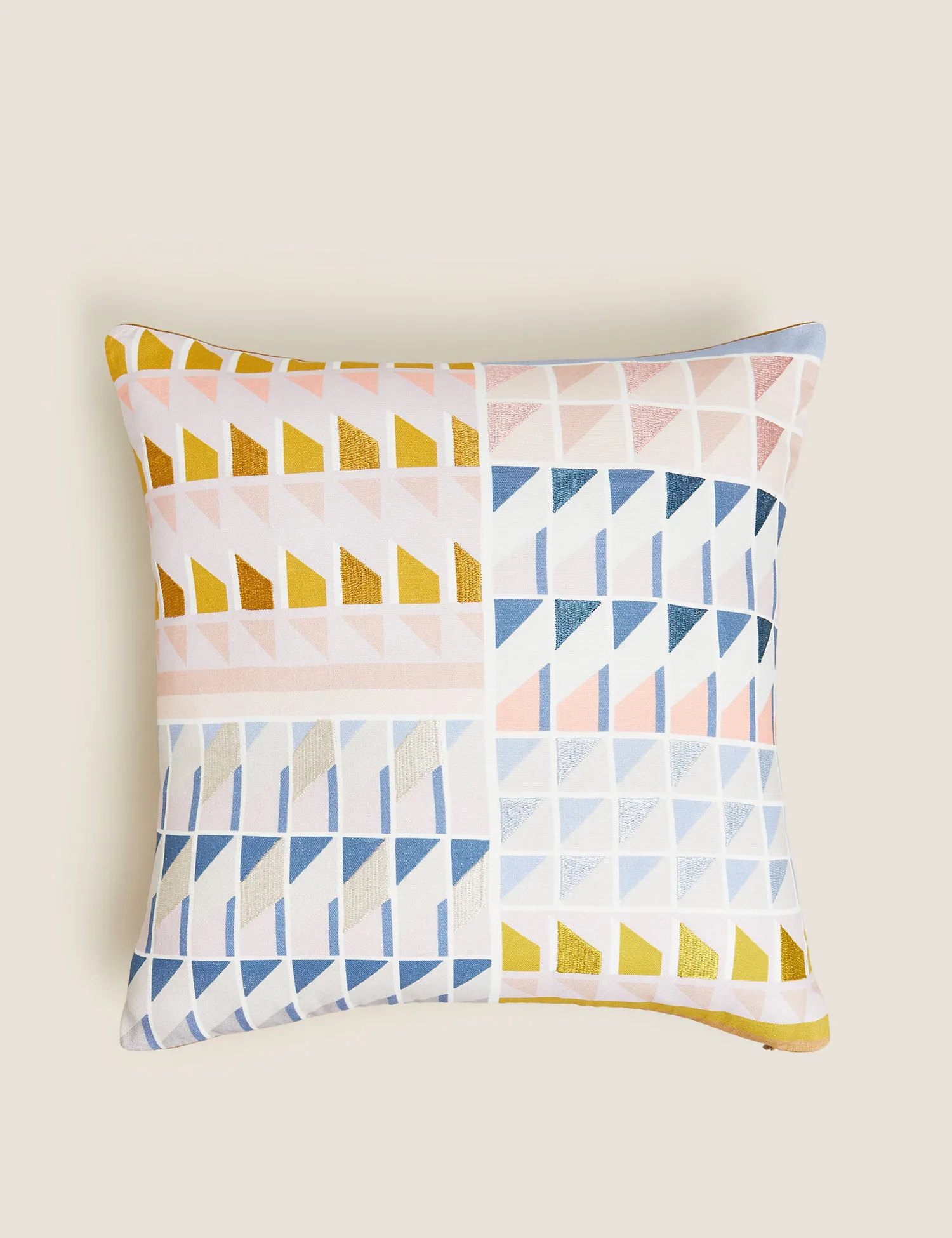 M&S Cotton Geometric Embroidered Cushion