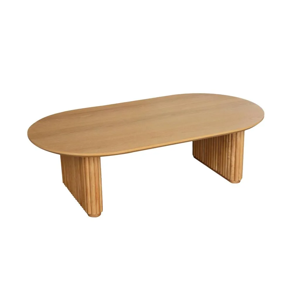 sweeek Oval coffee table Rubberwood oak veneer in Brown 2