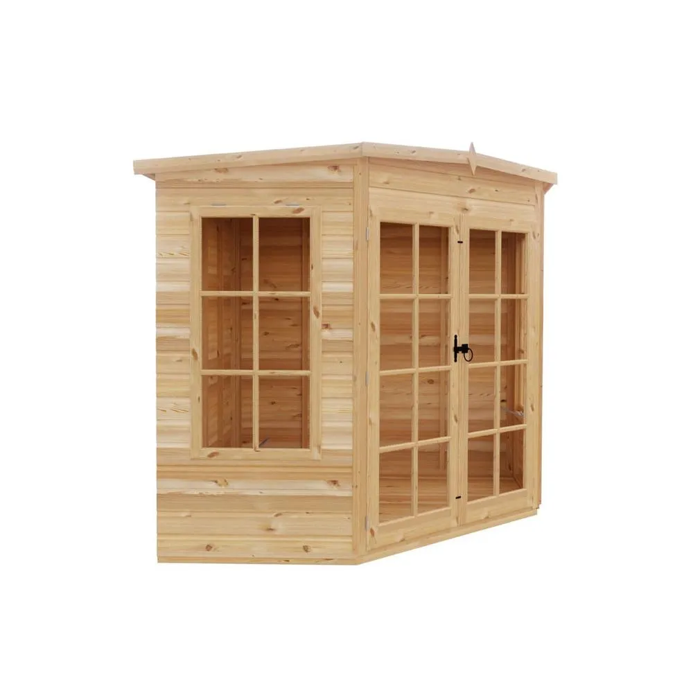Shires Hampton Shiplap Summerhouse Garden Sun Room Approx 7 x 7 Feet in Brown 5