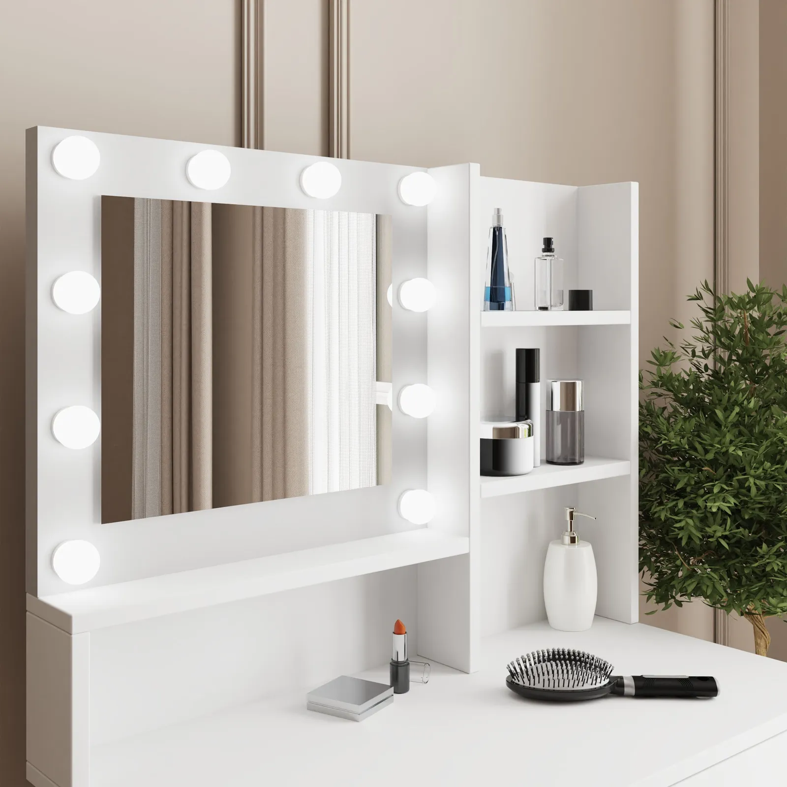 GFW Eva LED Dressing Table Set in White 6