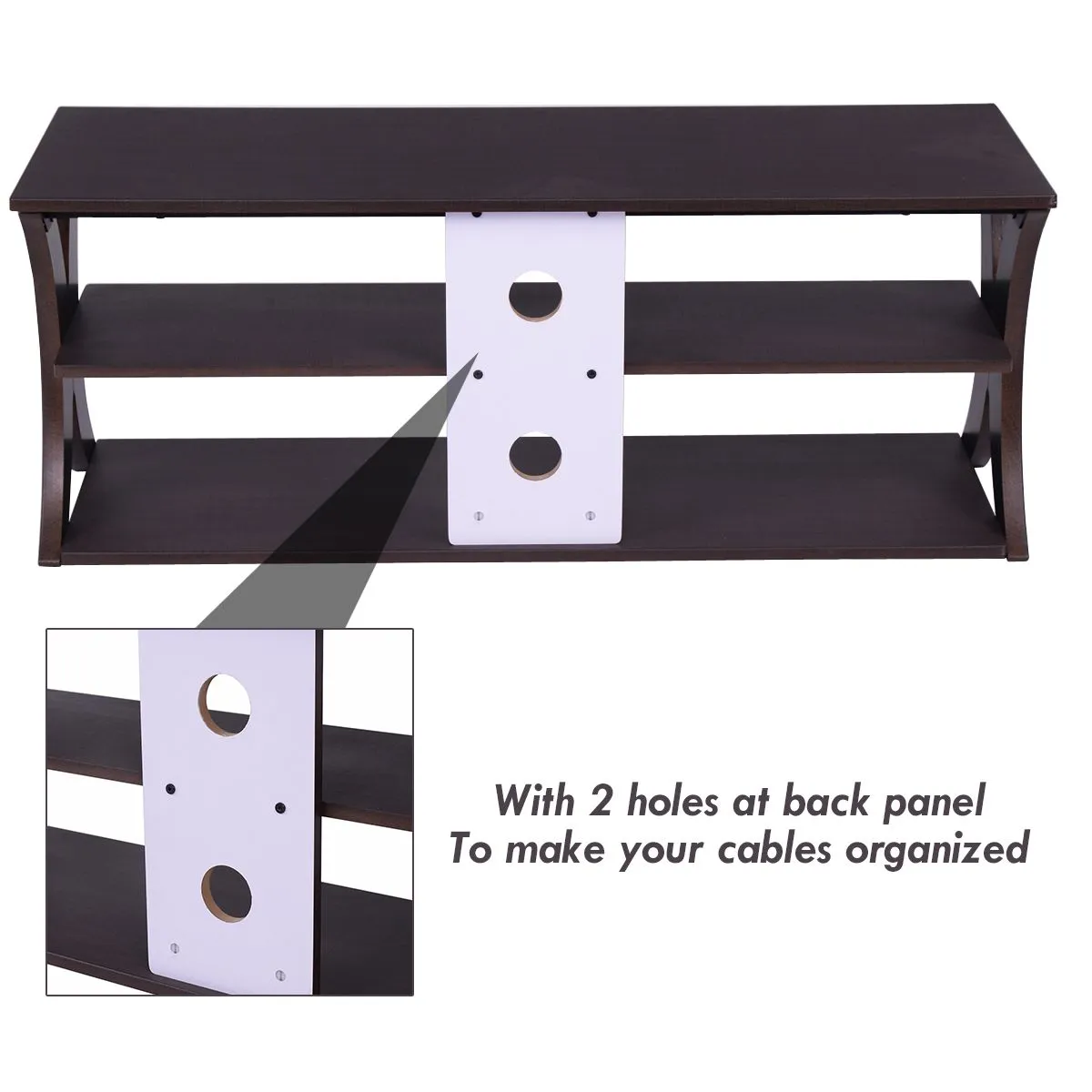 Costway 3-Tier TV Stand Media Console Table Modern Storage Cabinet for TVs up to 45" in Dark Brown 3