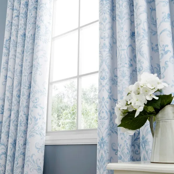 Ashleigh Damask 100% Cotton Blackout Eyelet Curtains 3