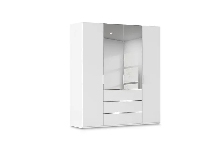 Haven 201cm 4 Door Combi Décor Wardrobe with 2 Décor Doors and 2 Mirror Doors - Alpine White