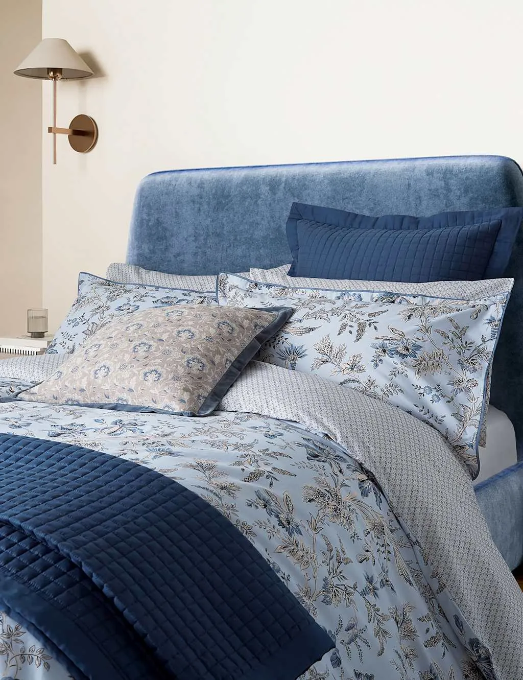 Bedeck of Belfast Pure Cotton Lorelei Floral Bedding Set Blue Mix