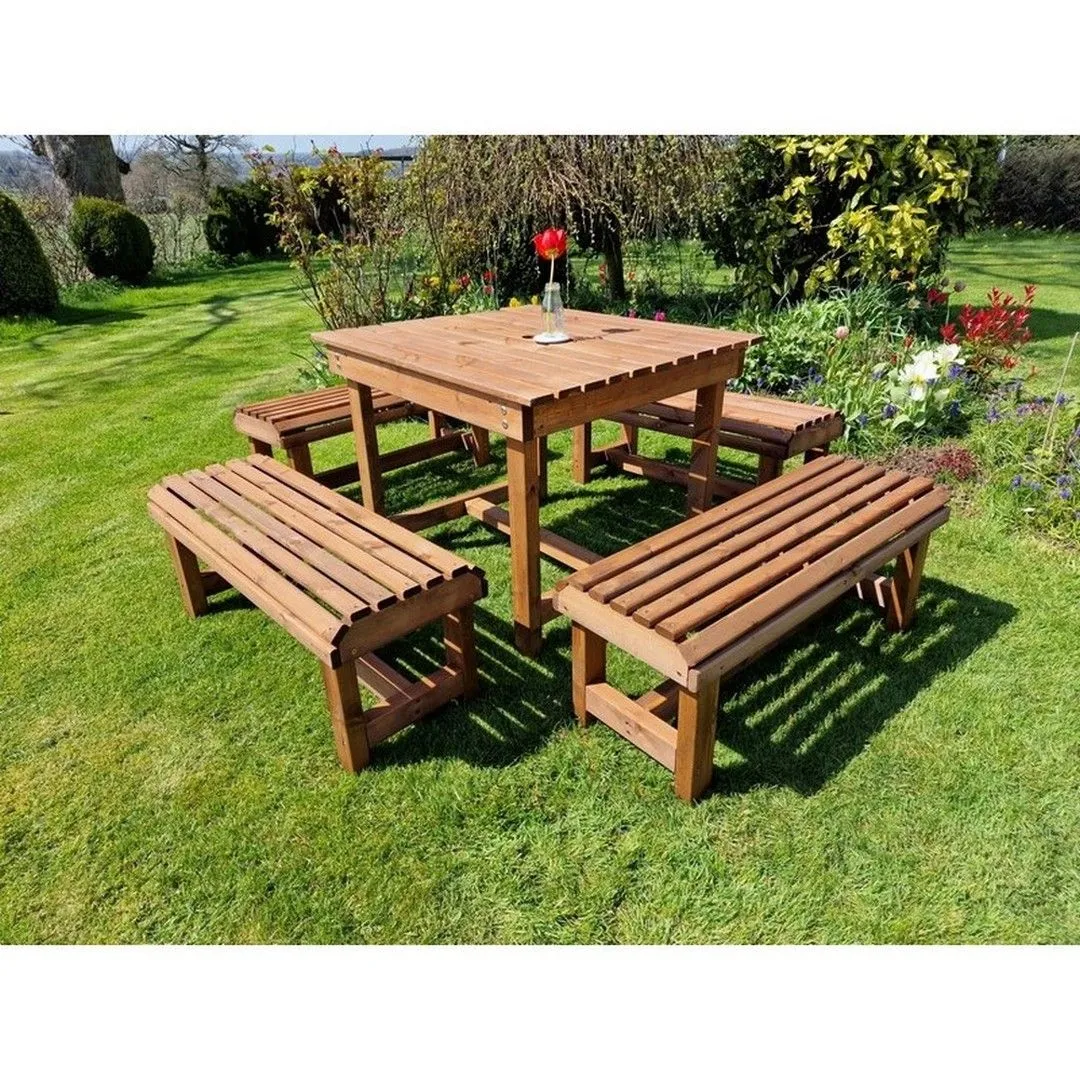 Churnet Valley Garden Furniture Ltd Contemporary 8 Seater Table & Bench Set - Timber - Fully Assembled in Brown 2