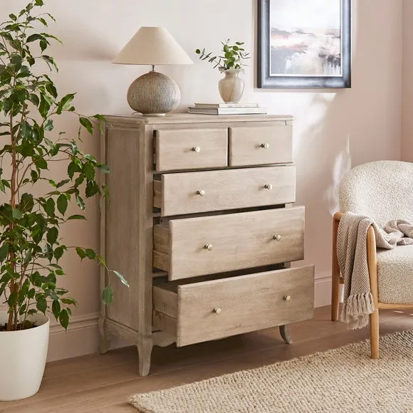 Giselle 5 Drawer Chest, Mango Wood 2