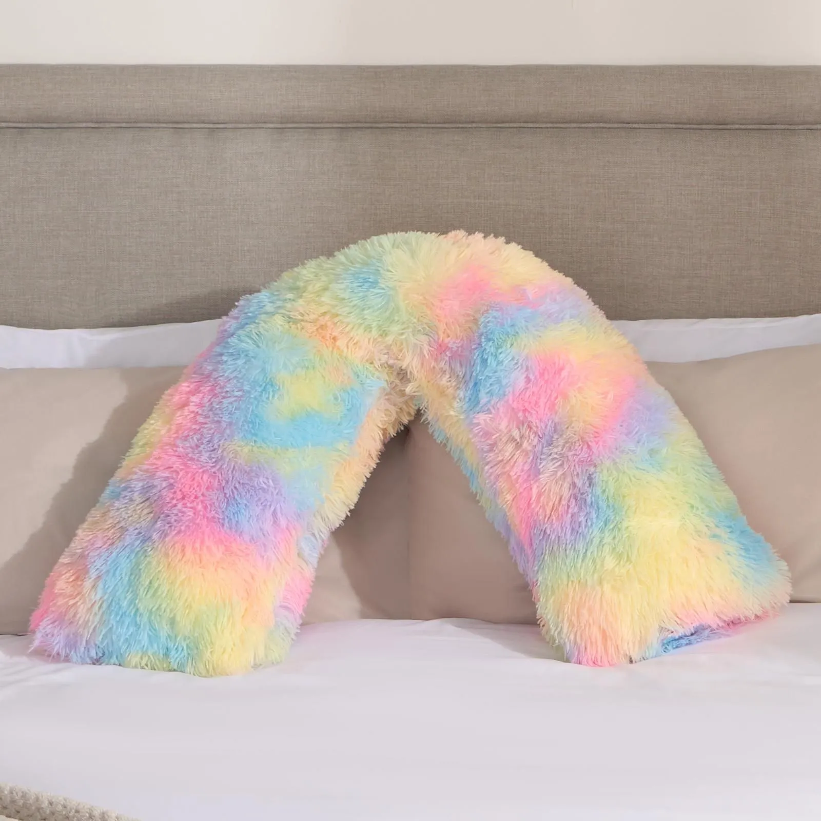 OHS V Shape Pillow Cushion Shaggy Neck Shoulder Support