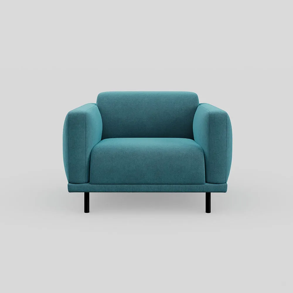 Heal's Harri Armchair Smart Luxe Velvet Airforce Blue 1