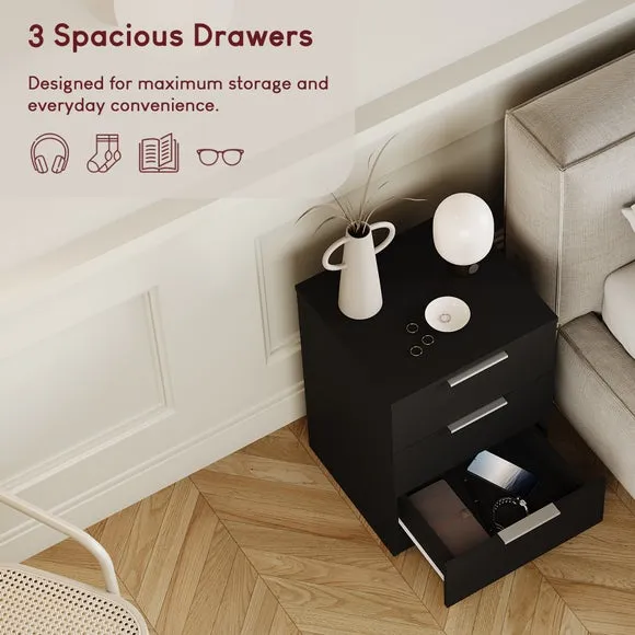 Hayes 3 Drawer Bedside Table 4