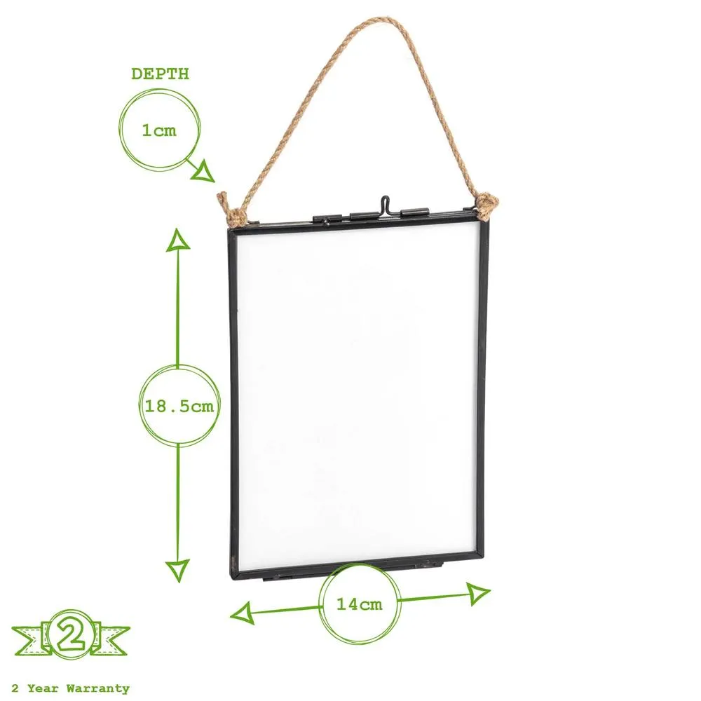Nicola Spring 3pc Hanging Metal Photo Frames Gallery Set - Black - Picture Frame Wall Mounted Frame with Rope 4