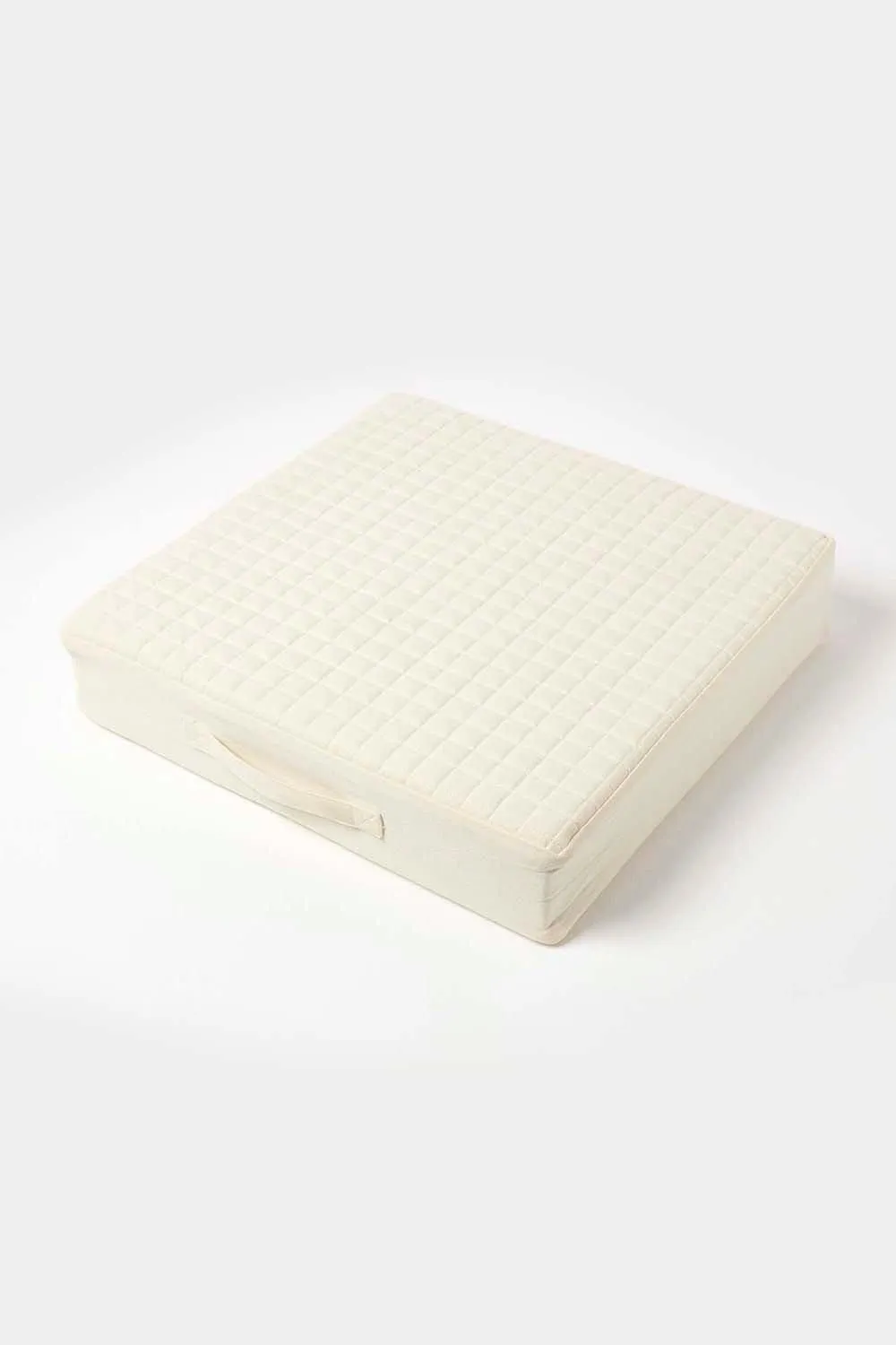 Homescapes Quilted Cotton Armchair Booster Cushion Cover in Cream 4