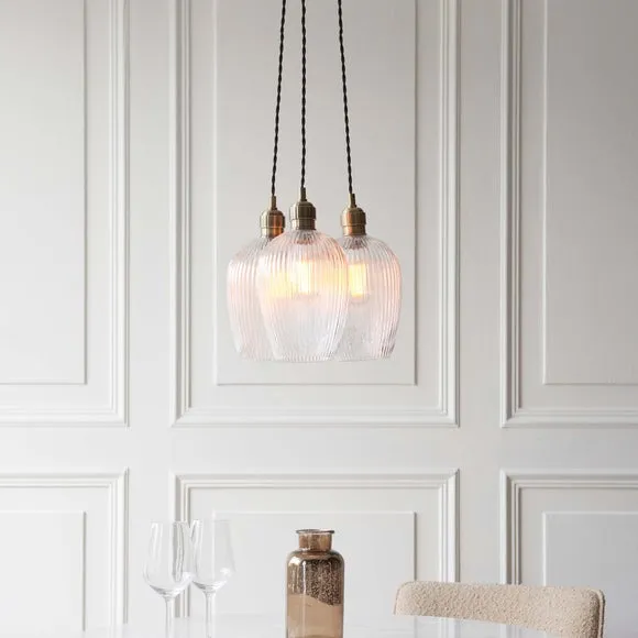 Vogue Sturt 3 Light Ribbed Adjustable Cluster Ceiling Light 1