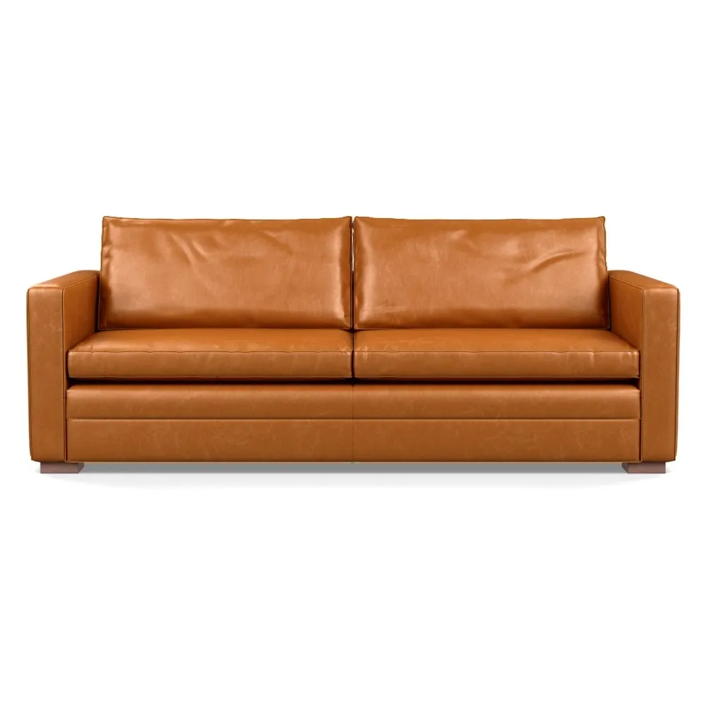 Heal's Palermo 4 Seater Sofa Stonewash Leather Toffee 277 Walnut Feet 1