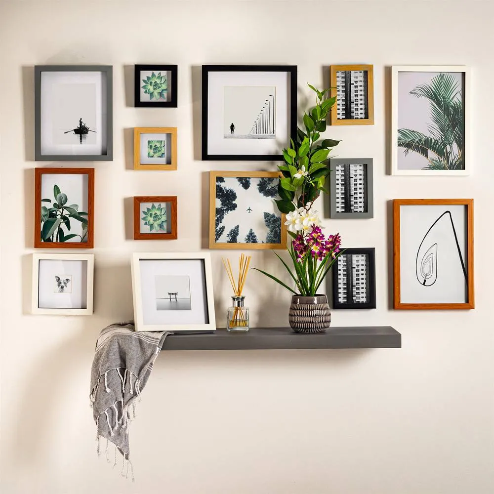 Nicola Spring 3D Box Photo Frame - 4 x 4" with 2 x 2" Mount - Ivory Mount in Light Brown 6