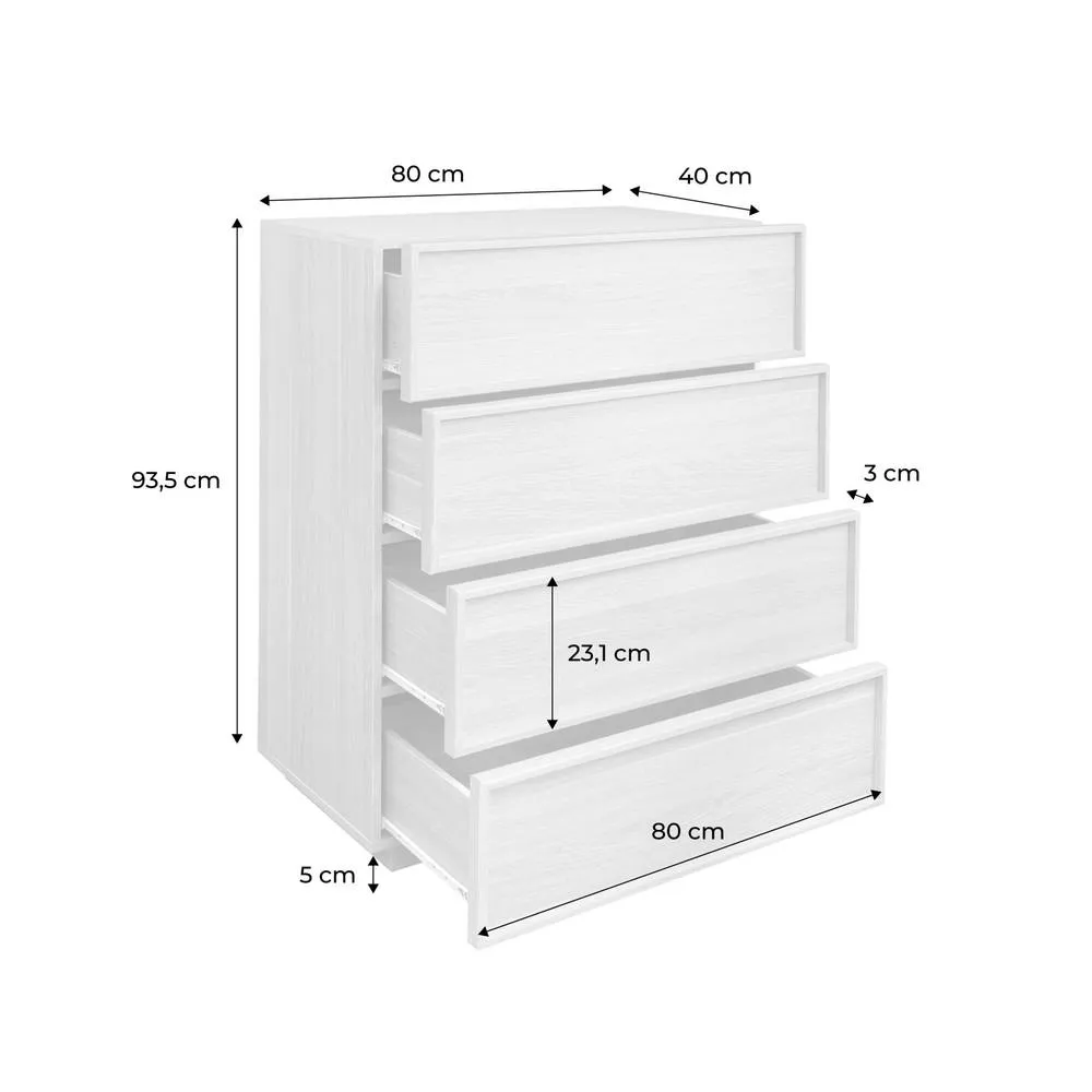 sweeek Chest of 4 drawers wood effect 80 cm in Beige 5