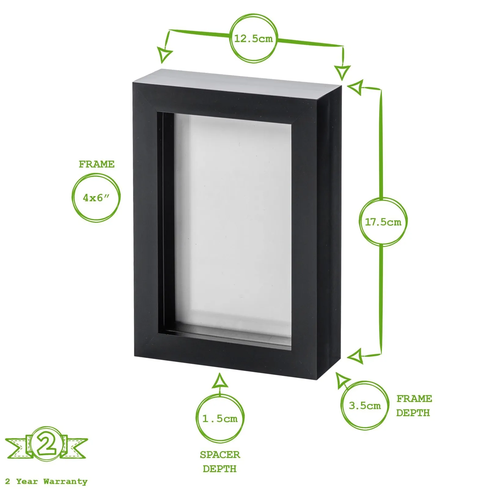 Nicola Spring 3D Box Photo Frame - 4" x 6" - White 4