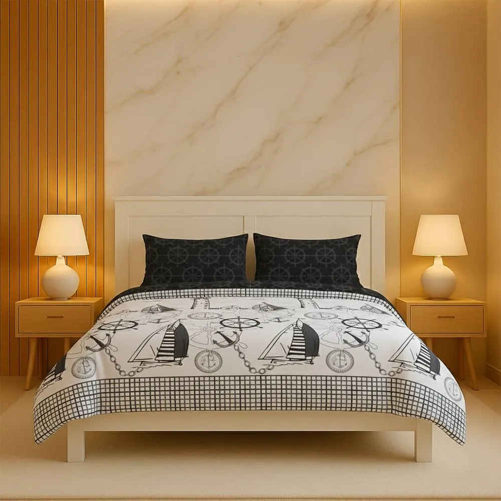 Snug City Pirate Duvet Cover Set Adventure Themed Bedding with Pillowcases in Black