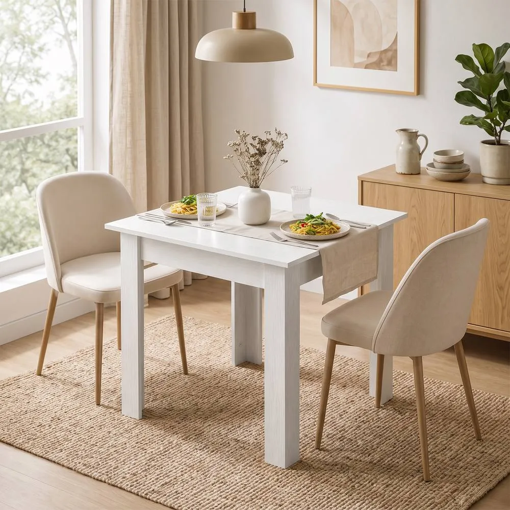 HOMCOM Square Dining Table, Kitchen Table with White Wood Effect
