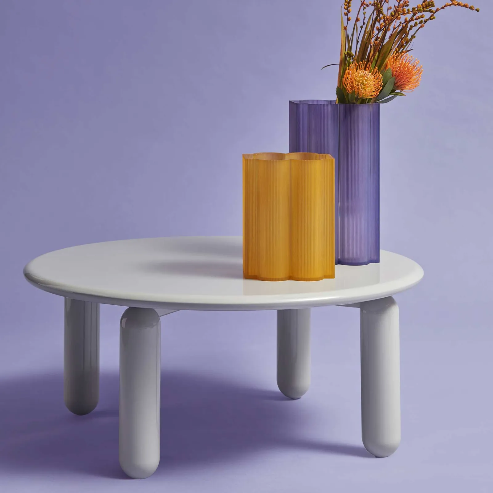 Kartell Undique Mas Side Table 85X85X30 Grey, Round Wood | Barker & Stonehouse 2