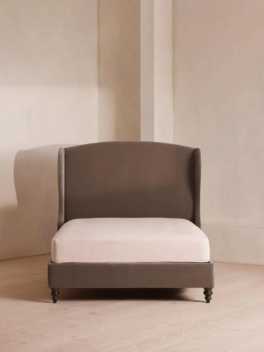 Rivas Bed, Double, Velvet, Taupe