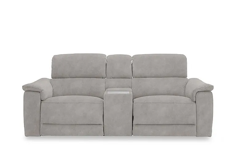 Genius Fabric 2 Seater Power Recliner Media Sofa with Power Headrest, Power Lumbar and Heated Seats - Dexter Stone