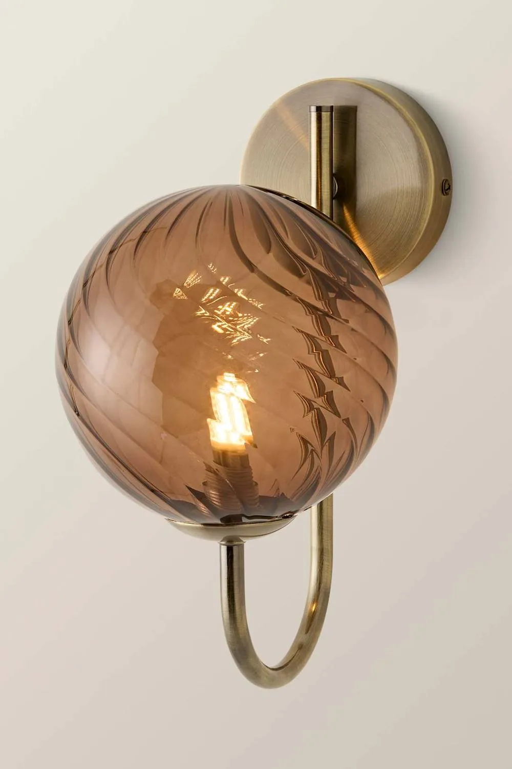 ValueLights Sydney Single Glass Swirl Shade Metal Wall Light Fitting in Bronze 3