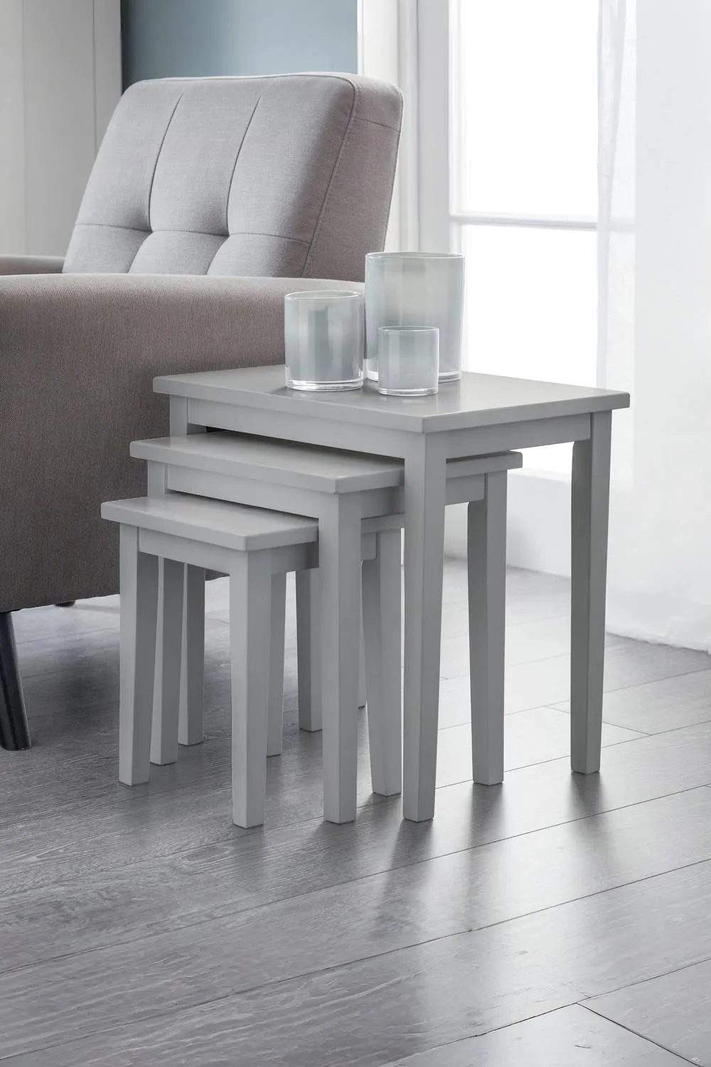 Julian Bowen Cleo Nest of 3 Side Tables in Grey