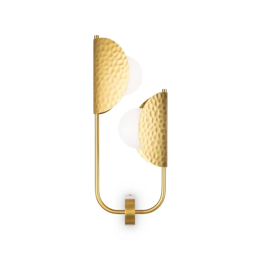 Netlighting Tropic I Modern Wall Lamp Brass 2xG9 White Shade in Gold