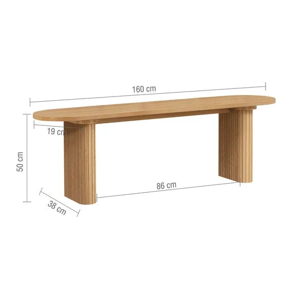 Axel Fluted Oval Dining Table with 2 Benches 6