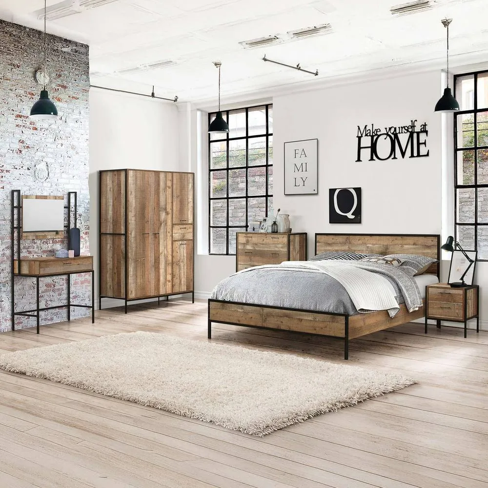 Birlea Industrial style Bed Frame Urban King Double or Small Double in Brown 4