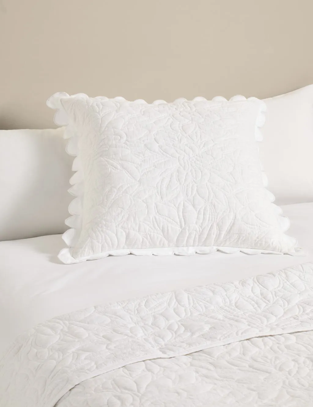 M&S Pure Cotton Floral Large Decorative Cushion White