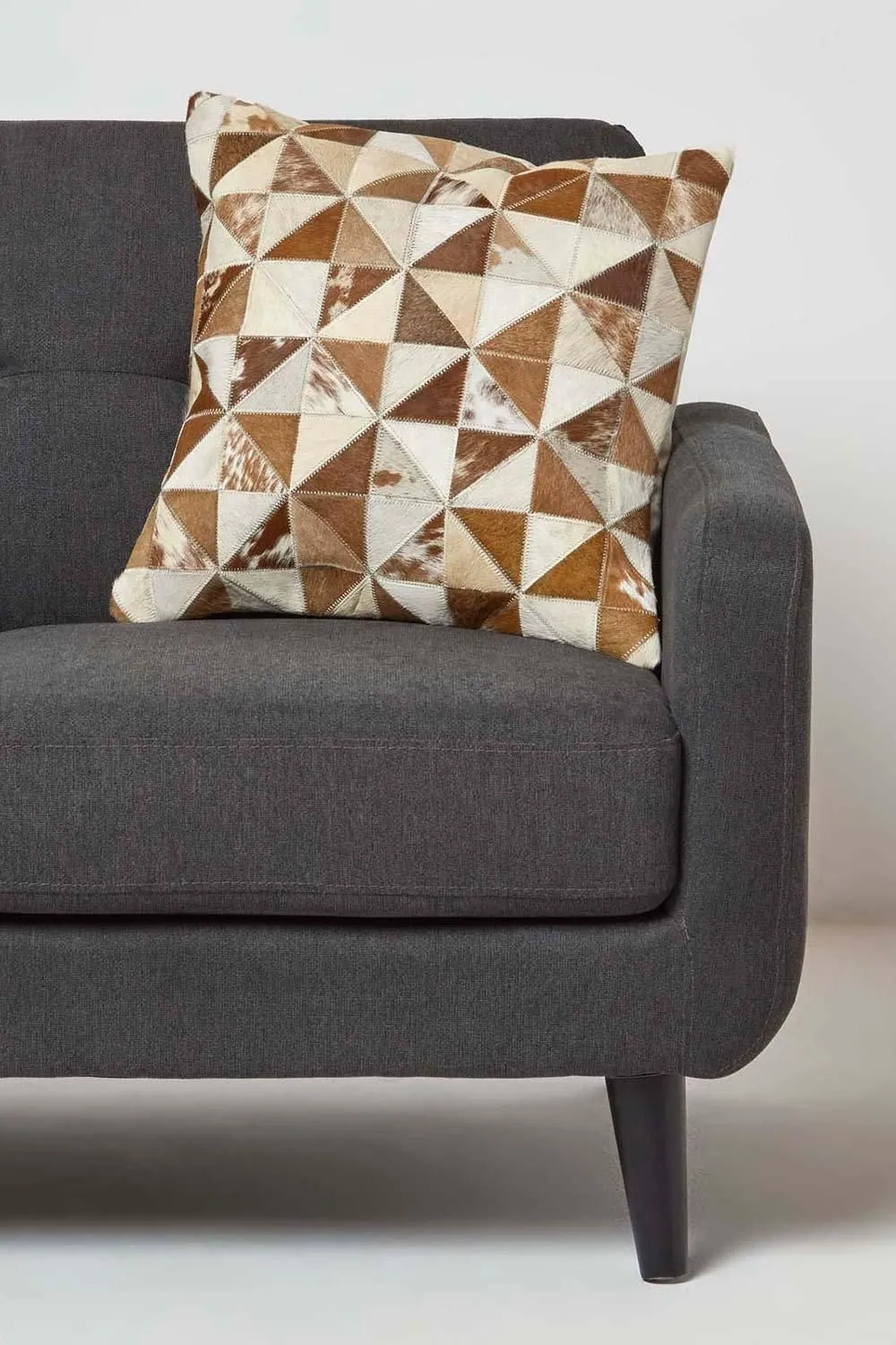 Homescapes Diamond Hide Leather Cushion 45 x 45 cm in Grey 2