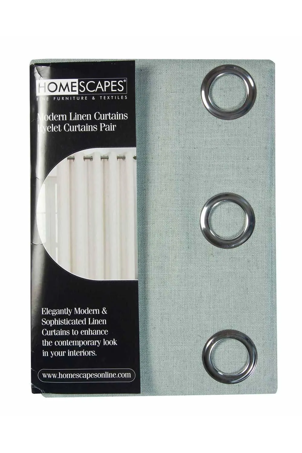 Homescapes Linen Eyelet Lined Curtain Pair in Duck Egg Blue 5