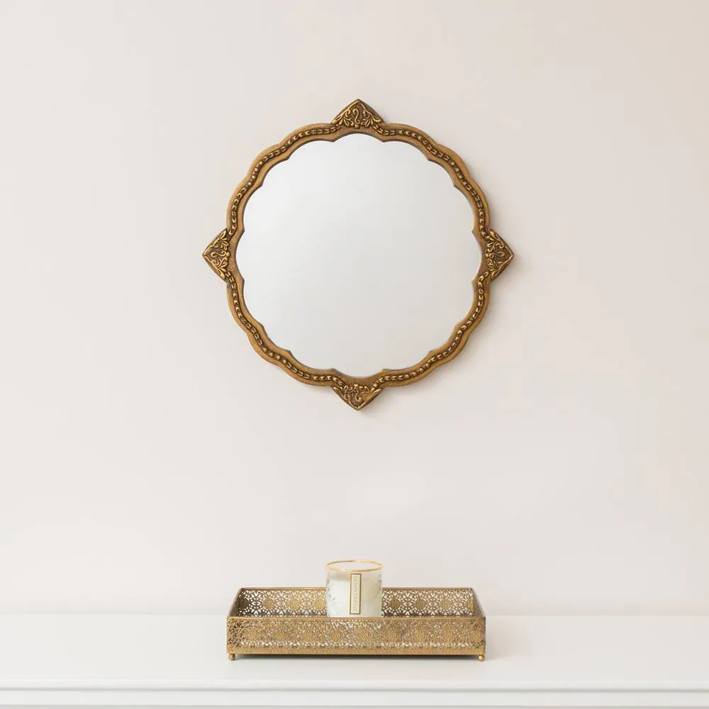 Melody Maison Ornate Antique Gold Round Wall Mirror - 50cm X 50cm