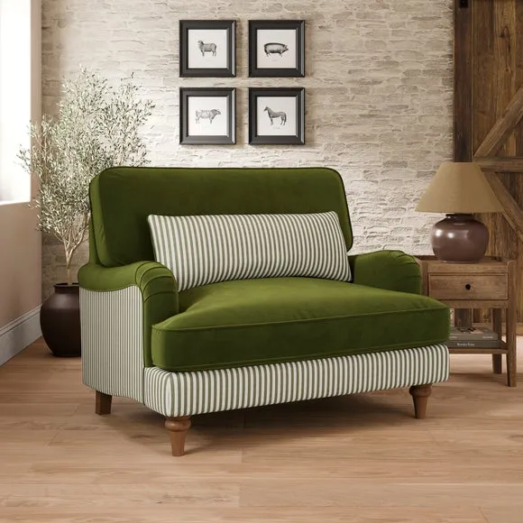 Beatrice II Woven Stripe Velvet Mix Snuggle Chair