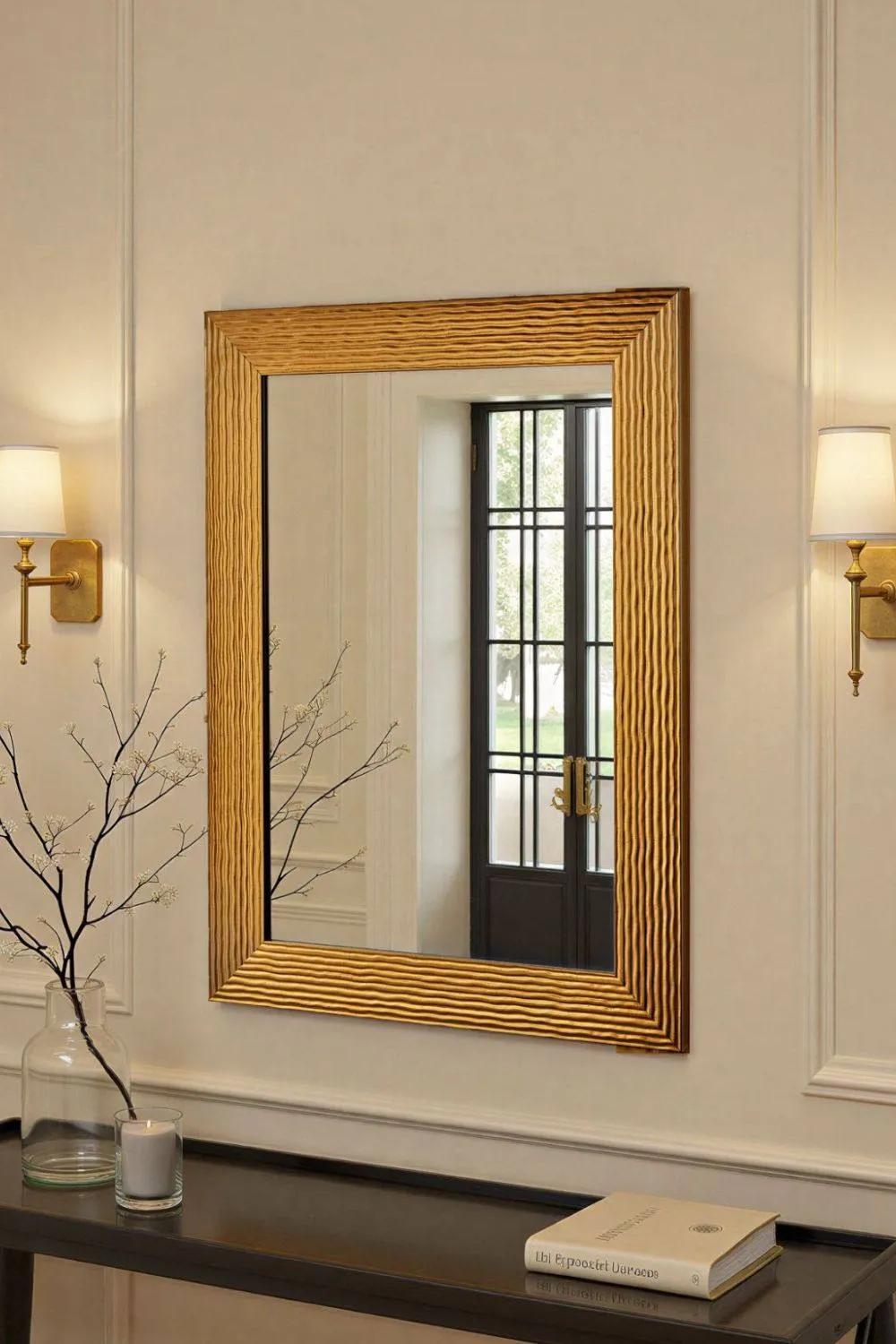 Yearn Mirrors Wave Gold Framed Bevelled Wall Mirror