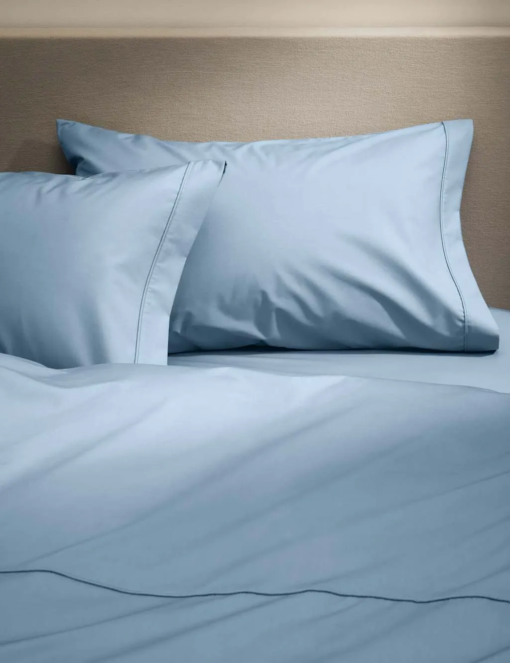 M&S 2 Pack Egyptian Cotton 230 Thread Count King Size Pillowcases Light Wedgewood