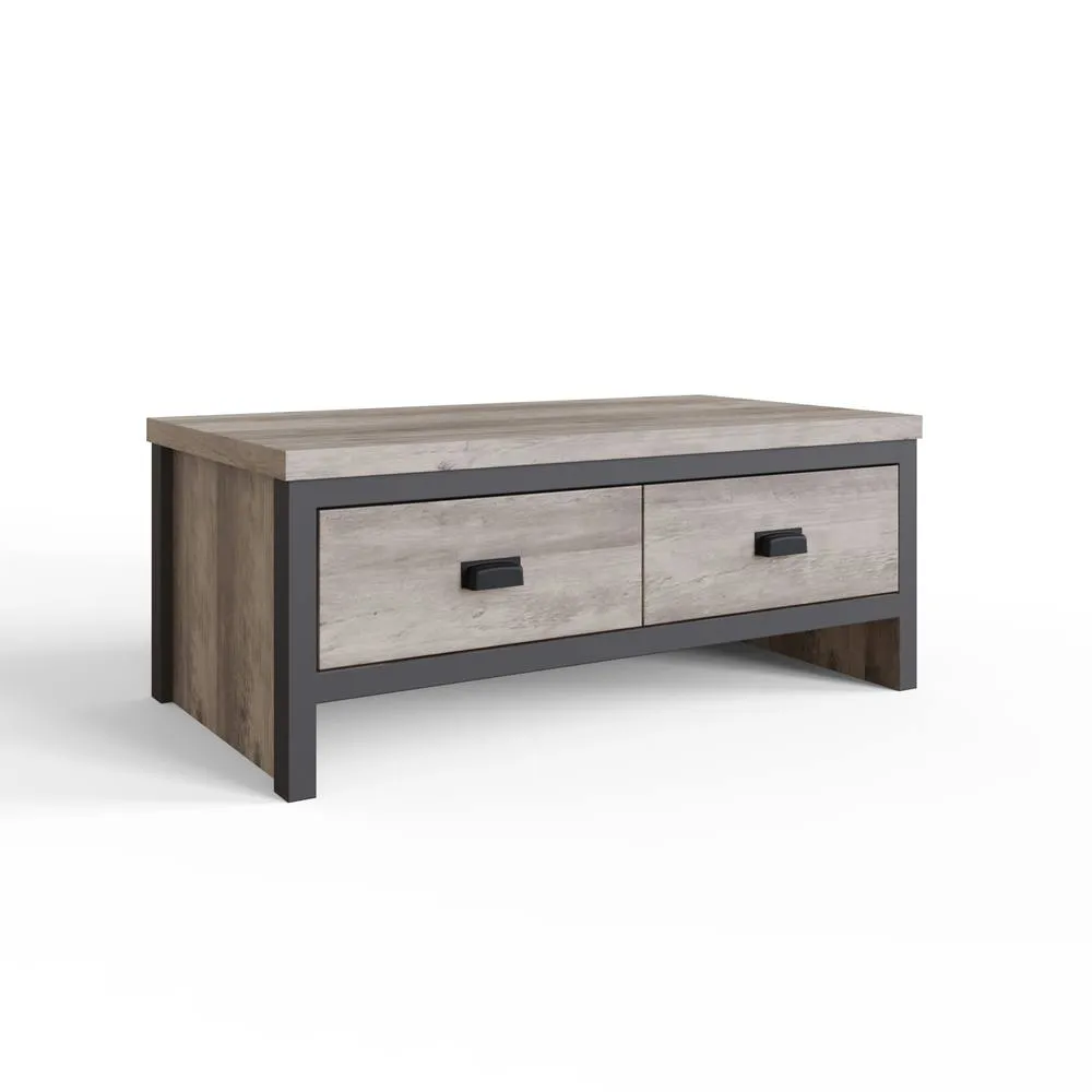 GFW Boston 2 Drawer Coffee Table in Grey 3