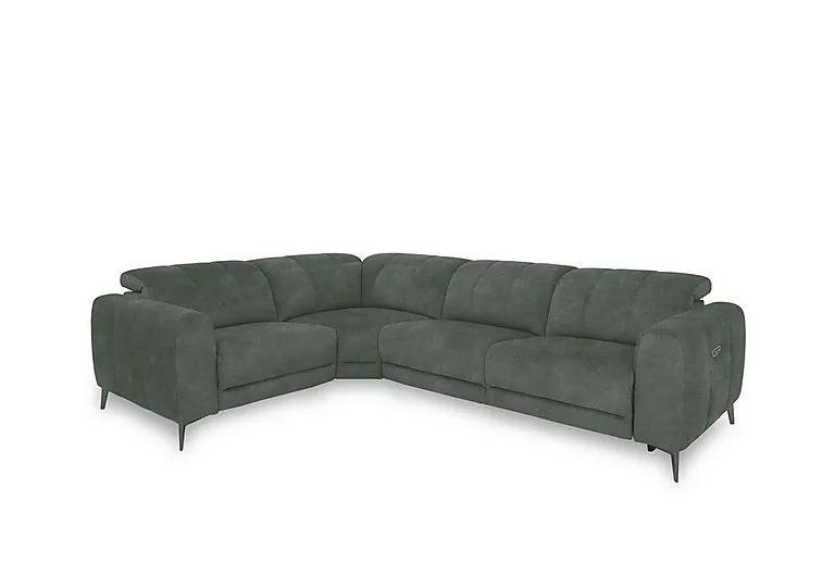 Ezra Fabric Power Recliner Left Hand Facing Corner Sofa with Power Headrest - Dexter Fern